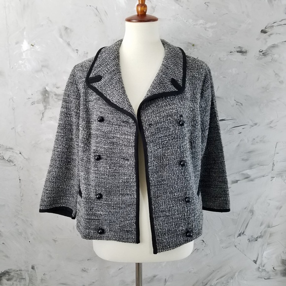 AMY ADAMS Vintage 50s Grey & Black Knit Jacket - Picture 2 of 8